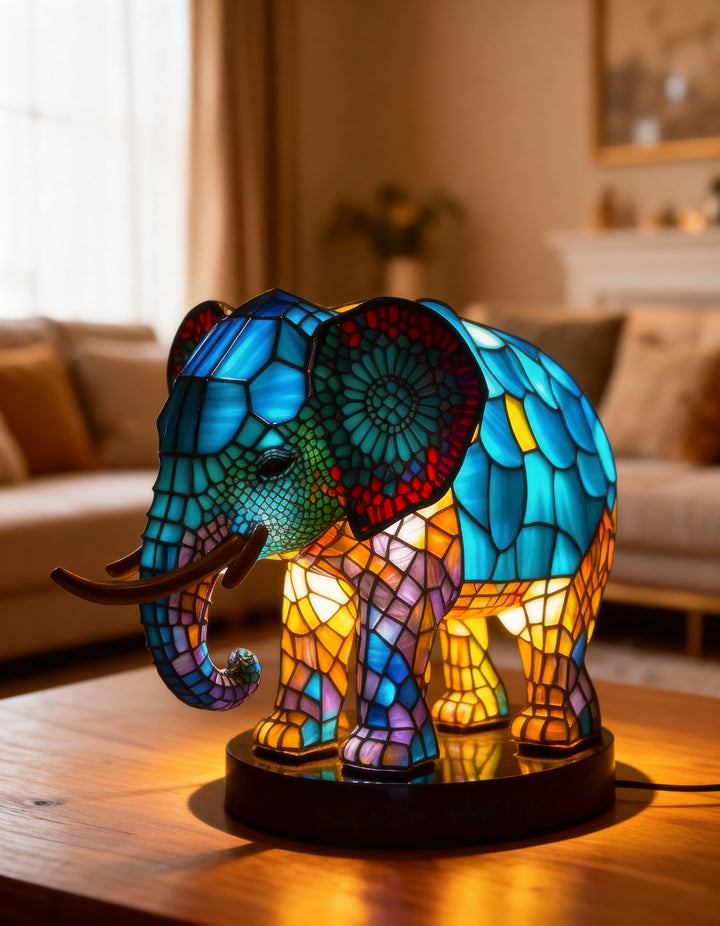 ELEGLOW | VIBRANT STAINED GLASS ELEPHANT